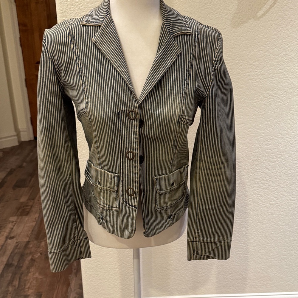 Vintage Express denim Striped Women's Blazer Jacket